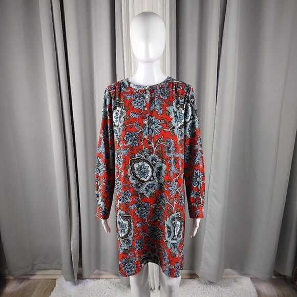 Ann Taylor Loft Women's Multi Color Half Button Front Shift Dress Shirt Size M - Picture 1 of 12